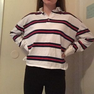 cropped collared multicolor long sleeve